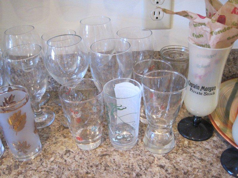 Lot - Barware Wine Stems, Pitcher w/ Applied Handle, Tumblers Etc.