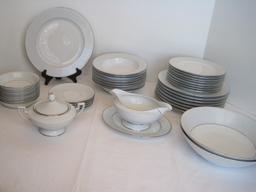 42 Pieces - Konigl Pr. Tettau Germany China Dinnerware Simply Elegant Silver Trim Design