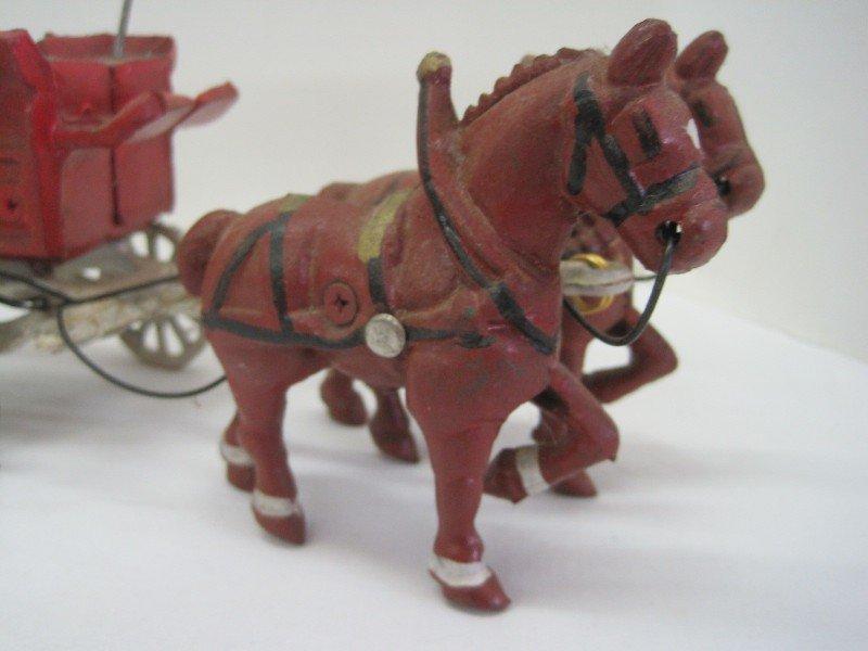 Cast Iron Coca-Cola Horse Drawn Wagon w/ 2 Crates & Umbrella