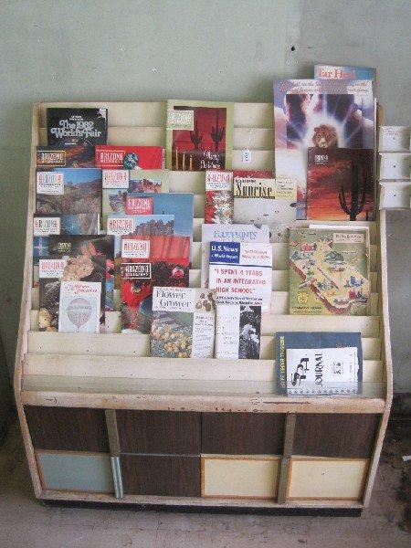 Vintage Store Magazine Stand w/ 4 Base Drawers & Arizona Highways Magazines, Etc.