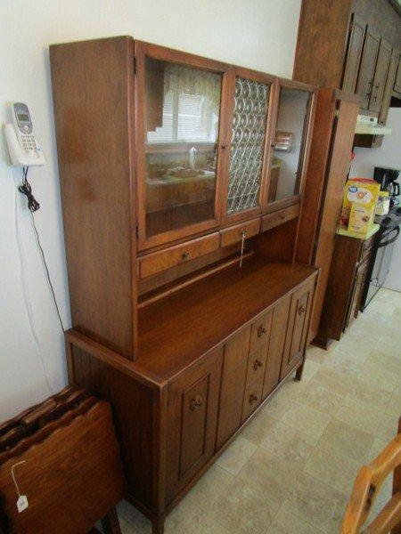 Drexel Mahogany Wood 2 Piece China Cabinet Carved Floral Design/Metal Pulls