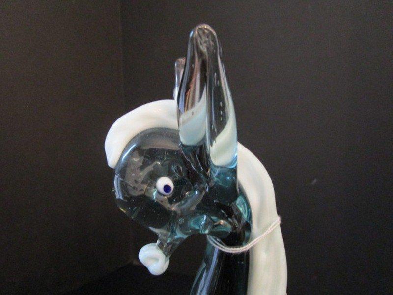 Blown/Sculptured Glass Donkey Blue/White