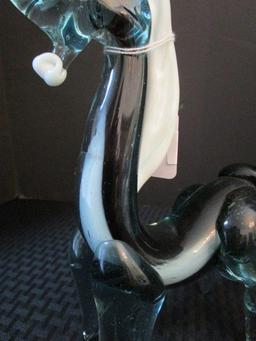 Blown/Sculptured Glass Donkey Blue/White