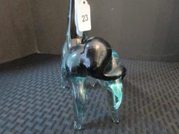 Blown/Sculptured Glass Donkey Blue/White