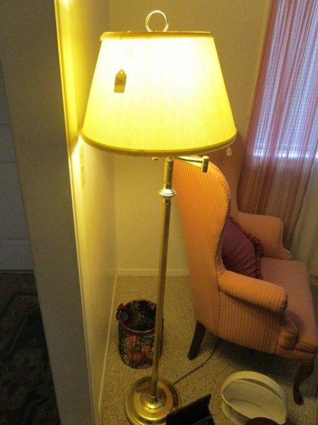 Brass Column Design Extendable Standing Lamp w/ Shade