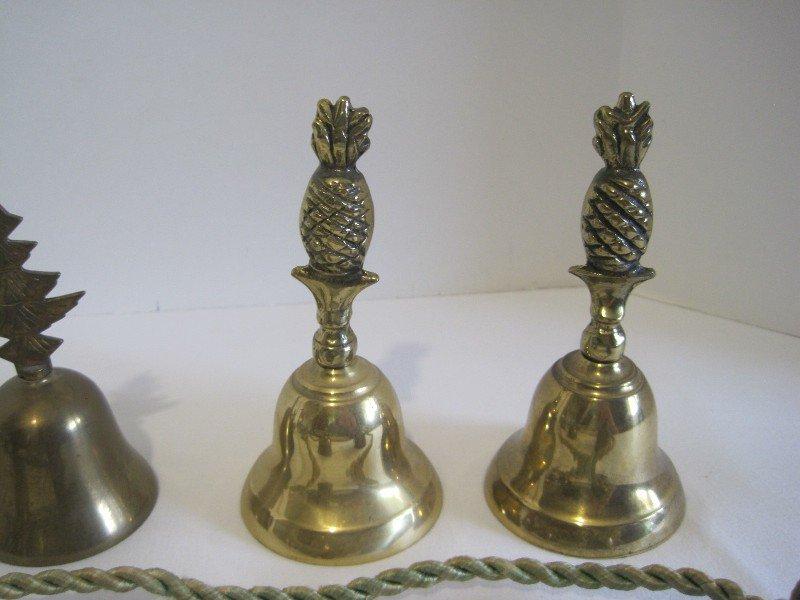 Lot - Brass Hand Bells Pineapple, Christmas Tree, Apple Shape