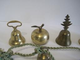 Lot - Brass Hand Bells Pineapple, Christmas Tree, Apple Shape