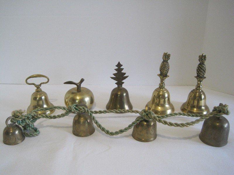 Lot - Brass Hand Bells Pineapple, Christmas Tree, Apple Shape