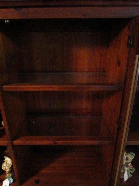Dark Wood Lighted China Cabinet 2 Piece, 6 Sectional, 1 Glass Window Hutch Door