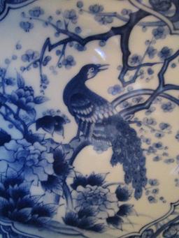 Made in Japan Porcelain/Gilded Rim Plate w/ Peacock in Tree/Floral Motif Cherry Blossom Rim