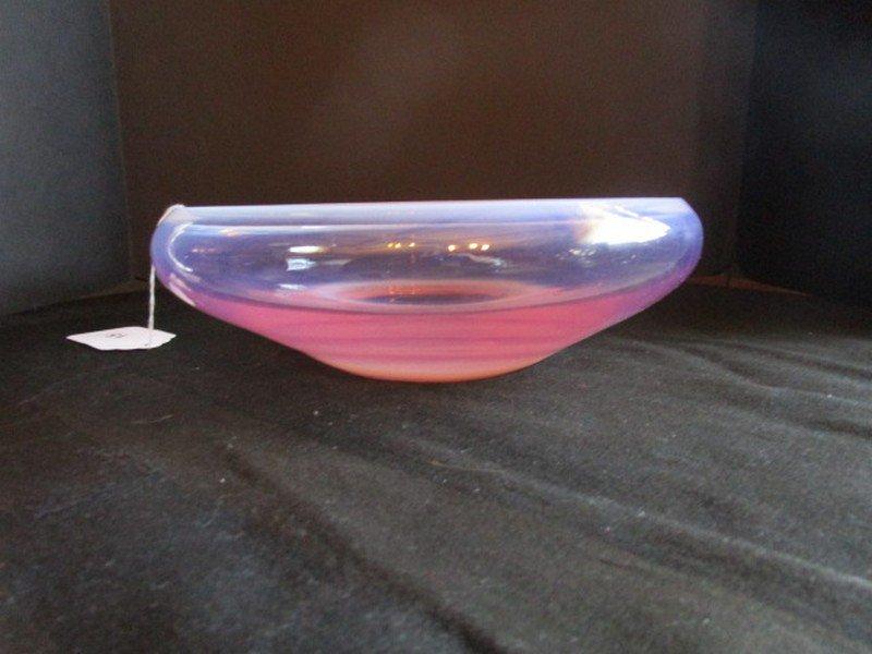 Purple Iridescent Glass w/ Milk Rim Bowl