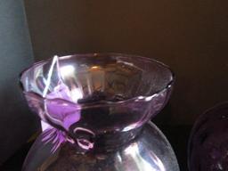 Pair - Purple Glass Prestel-Style Rim Vases