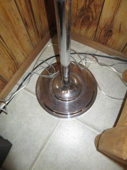 Metal Standing Floor Lamp w/ Glass Ball Neck & Shade