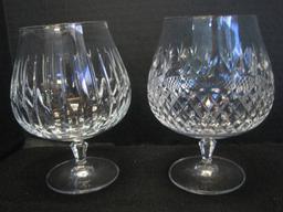 Lot - Crystal Brandy Glasses Vertical, Diamond, Multifaceted Stems
