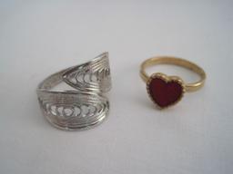 4 Costume Jewelry Fashion Rings Contemporary Coventry, Onyx, Heart Ring &