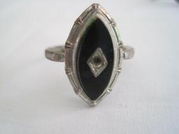 4 Costume Jewelry Fashion Rings Contemporary Coventry, Onyx, Heart Ring &