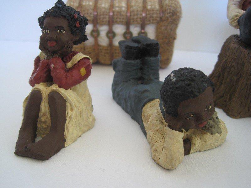 2-Story Book Collection of Miniatures by Carolyn Carpin African American Figurines Boy