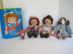 Lot - The Original Raggedy Ann/Andy America's Folk Art Cloth Dolls w/ Original Cloth Dolls