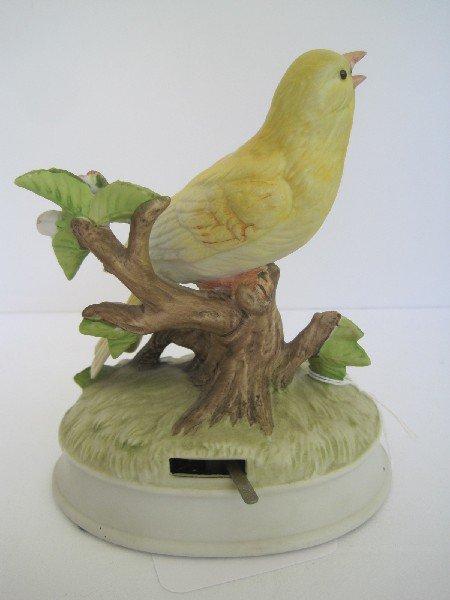 Gorham Bisque Canary Yellow Bird Figural Music Box Plays Somewhere My Love