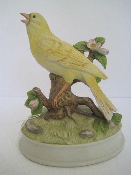 Gorham Bisque Canary Yellow Bird Figural Music Box Plays Somewhere My Love