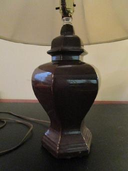 Urn Design Ceramic Brown Desk Lamp w/ Shade