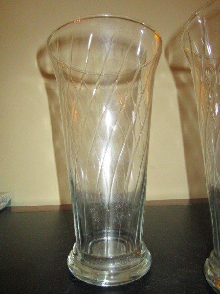 Pair - Twist Motif/Design Glass Vases