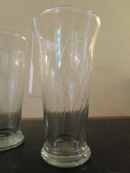 Pair - Twist Motif/Design Glass Vases