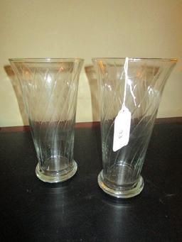 Pair - Twist Motif/Design Glass Vases