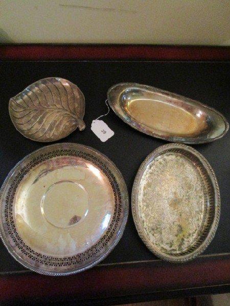 Silverplate Lot - Leaf Motif Plate 8/98 250-68-1668 on Base, 12 1/4" D Pierced Plate