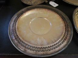 Silverplate Lot - Leaf Motif Plate 8/98 250-68-1668 on Base, 12 1/4" D Pierced Plate