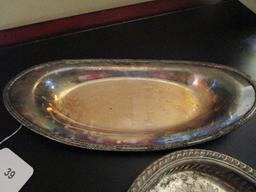 Silverplate Lot - Leaf Motif Plate 8/98 250-68-1668 on Base, 12 1/4" D Pierced Plate