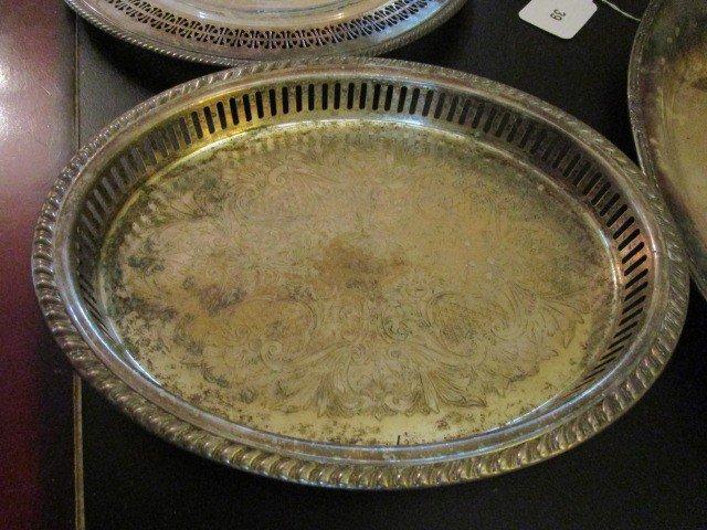 Silverplate Lot - Leaf Motif Plate 8/98 250-68-1668 on Base, 12 1/4" D Pierced Plate