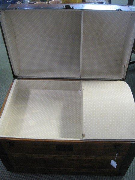 Stately Antique Camel Back Dome Top Steamer Trunk w/ Fitted Interior Tray