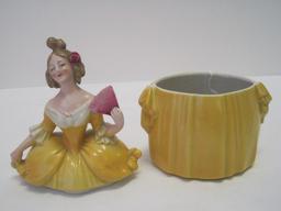 Madame Pompadour Dresser Doll w/ Hand Fan Porcelain E&R Germany 2 Piece