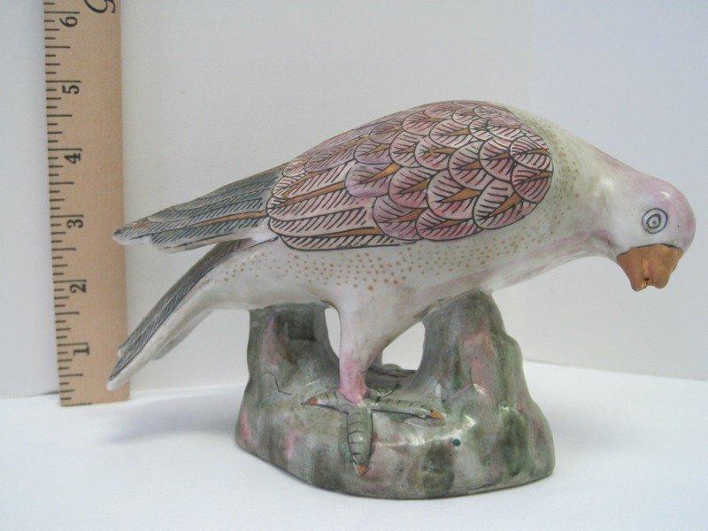 Pair - Semi Porcelain Chinese Style Bird Figurines Hand Painted