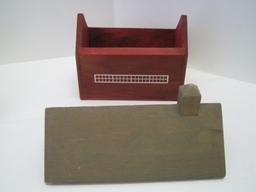 Lot - 2 Kittery Graphics Handcrafted Red Barn Recipe Card Holder Boxes