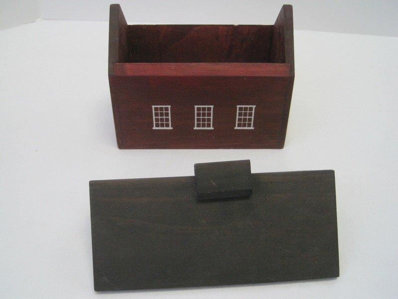 Lot - 2 Kittery Graphics Handcrafted Red Barn Recipe Card Holder Boxes