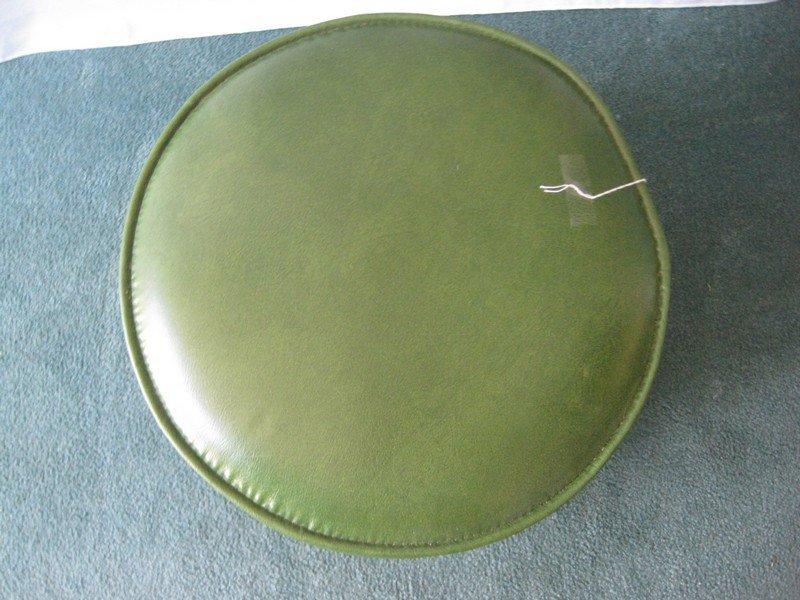 Green Vinyl Covered Round Hassock