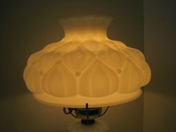 Milk Glass Quilted Diamond Design Font/Shade Victorian Era Style Parlor Lamp