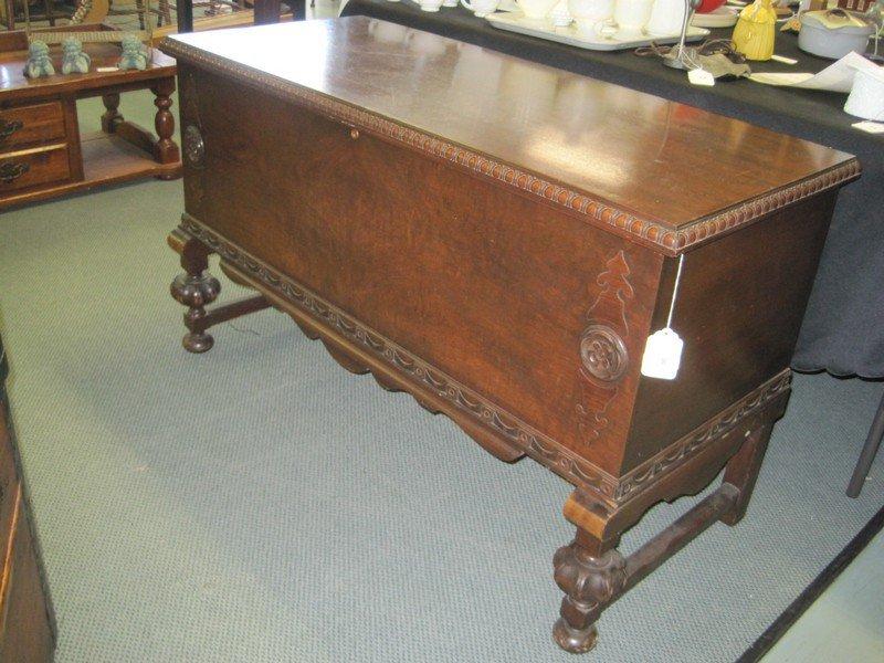 Depression Era Style Mahogany Cedar Chest Traditional Design & Rosette Medallions