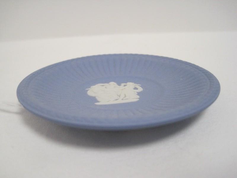 Wedgwood Cream on Blue Jasperware Round Fluted Compotier w/ 3 Graces Relief Design