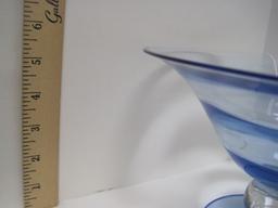 Art Glass Ice Blue Compote w/ Flared Rim