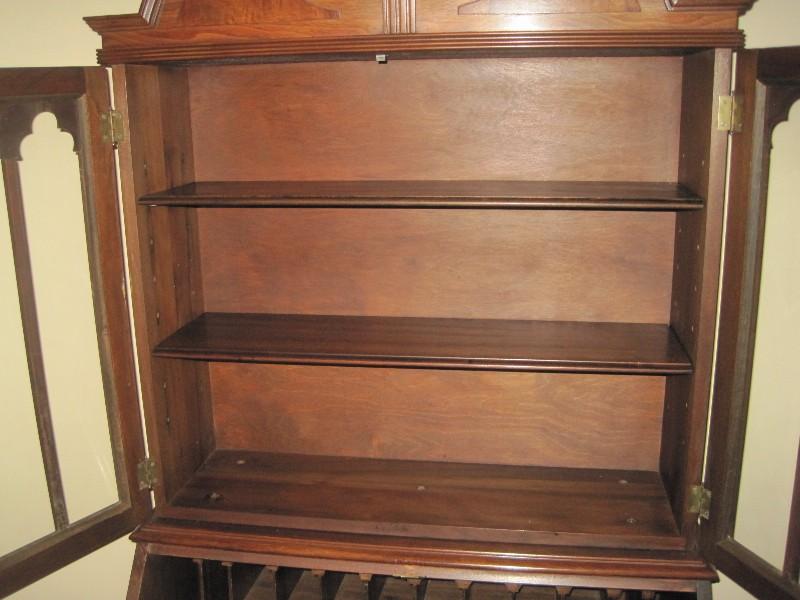 Mahogany Slant Front Secretary Desk Bookcase w/ Fitted Interior Compartments