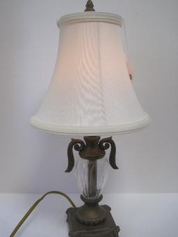 Resin Urn Form Accent Lamp w/ Crystal Font on Swag & Bows Design Base Antiqued