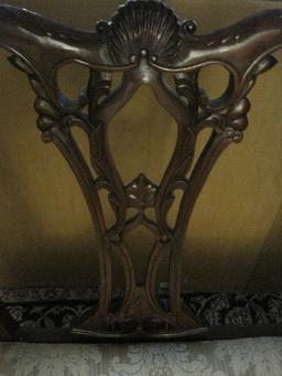 Elegant Mahogany Chippendale Style Settee w/ Intricate Carved Splats & Scalloped Shell