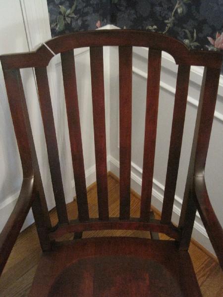 Mahogany Slat Back Rocker w/ Curved Arms