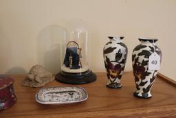 Lot - Czechoslovakia Pair Bud Vases 6 1/4" H, Ceramic Floral Motif
