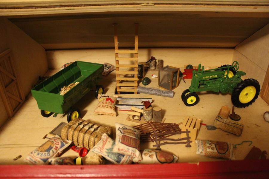 Wooden Vintage Toy Barn w/ Contents