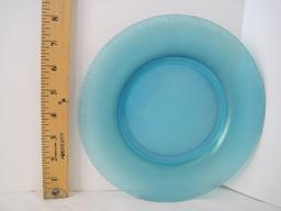 2 Fenton Aquamarine Stretch Glass Light Blue Iridescent Plates