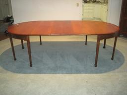 Traditional Design Cherry Banquet Table w/ 3 Leaves on Tapered Legs/Block Feet